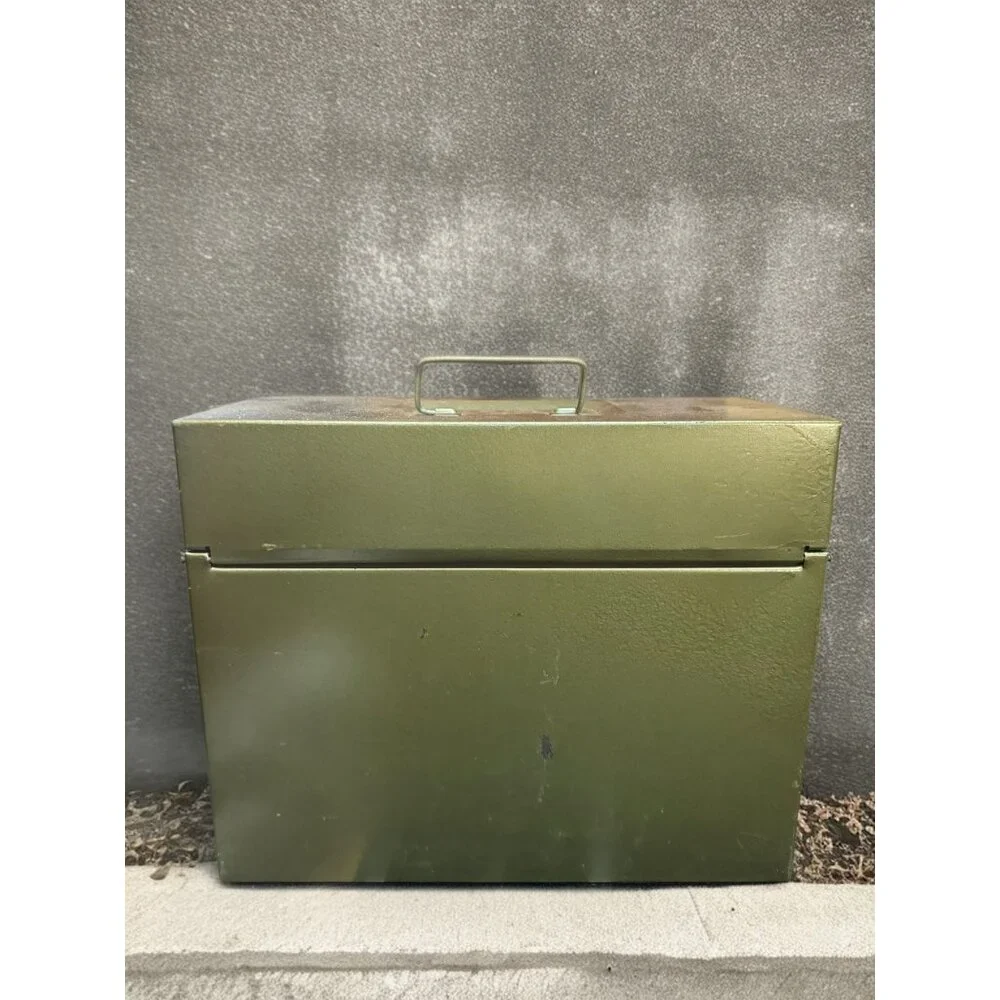 Vintage Hamilton Porta-File Green Metal File Box - No Key